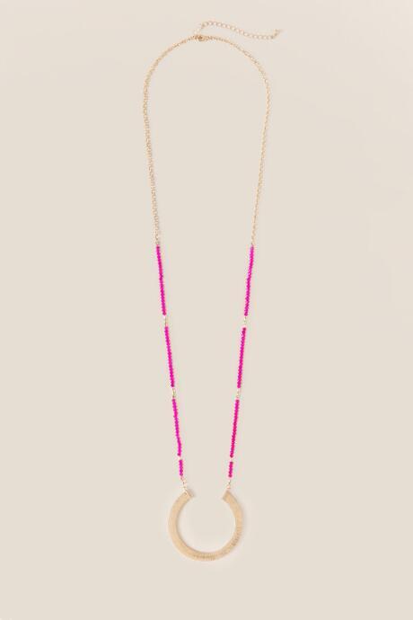 Francesca's Bree Beaded Pendant In Fuchsia - Fuchsia