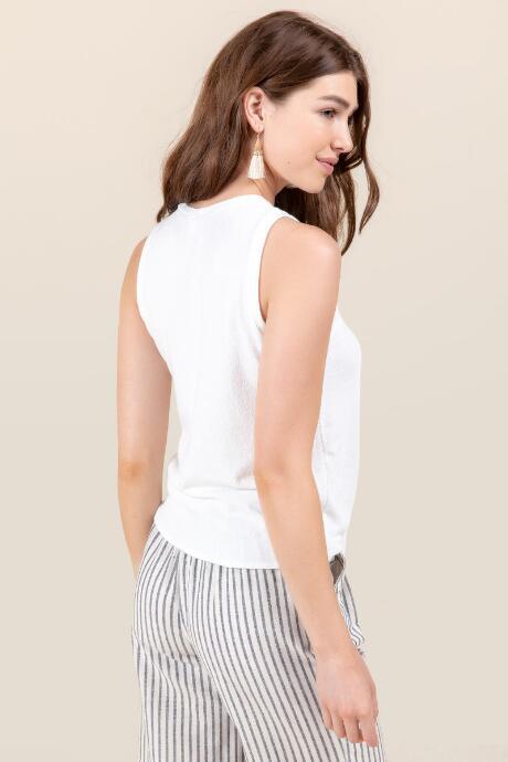 Francesca's Cassie Tie Front Tank Top - White