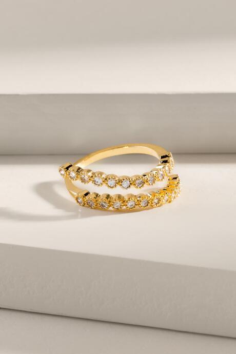 Francesca's Fiona Double Row Cubic Zirconia Ring - Gold