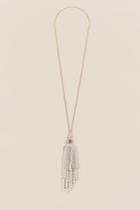 Francesca's Cara Beaded Tassel Necklace - Ivory