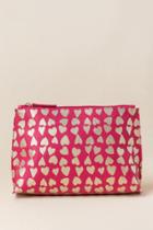 Francesca's Sweet Hearts Metallic Travel Cosmetic Pouch - Pink