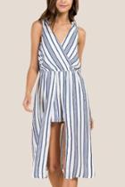 Francesca's Finley Surplus Striped Maxi Romper - Oxford Blue