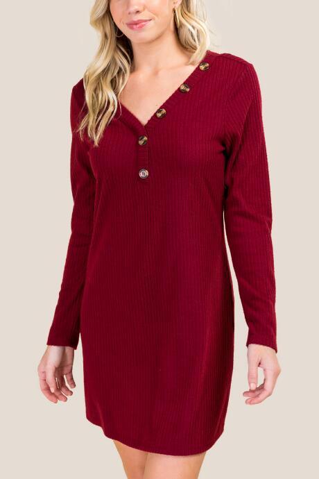 Francesca Inchess Evie Button Front Knit Dress - Brick