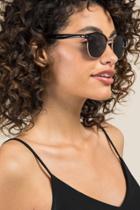 Francesca's Dani Black And Gold Sunglasses - Black