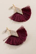 Francesca's Shanley Tassel Fan Earrings - Burgundy