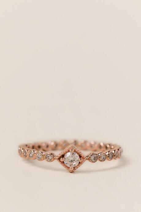 Francesca's Rosalie Crystal Ring - Rose/gold
