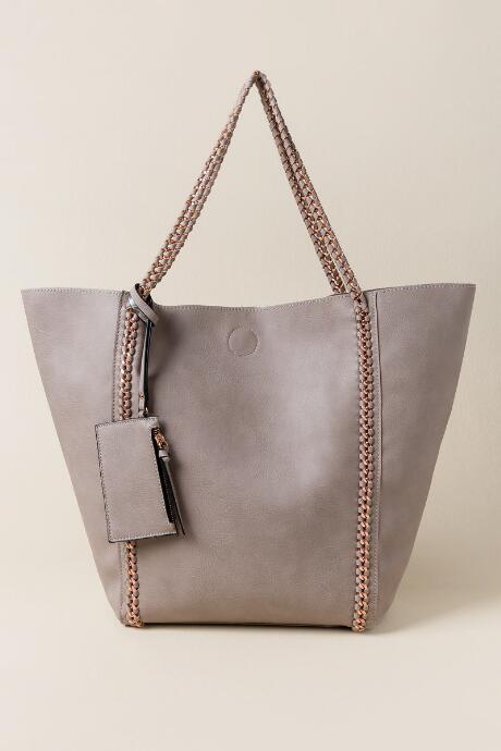 Francesca's Cora Distressed Tote - Gray