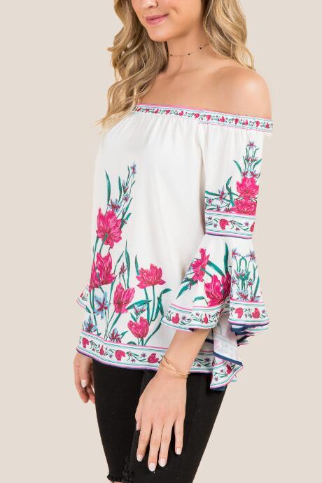 Blue Rain Clarissa Off Shoulder Salsa Sleeve Blouse - Ivory