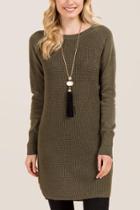 Alya Carter Sweater Dress - Dark Olive