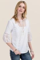 Blue Rain Coleen Embroidered Poplin Blouse - White
