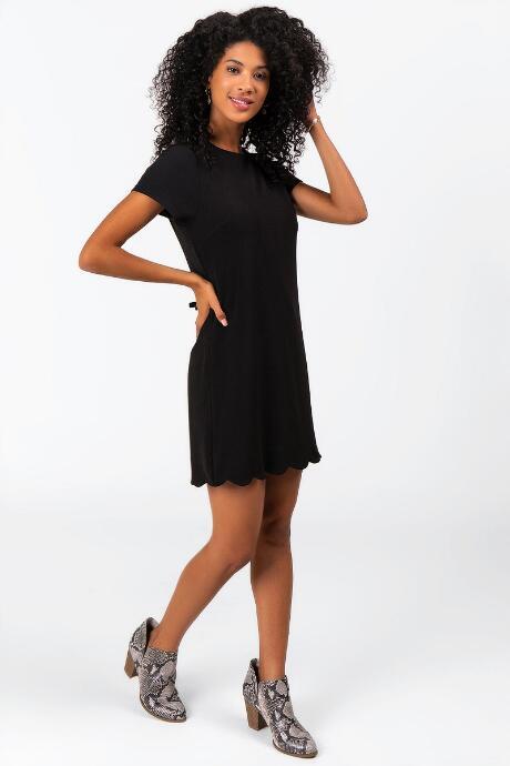Francesca's Kim Scallop Hem Dress - Black