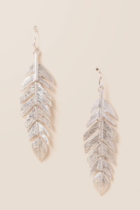 Francesca's Tabor Feather Drop Earring In Silver - Silver