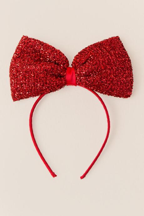 Francesca's Zita Glitter Bow Headband - Red
