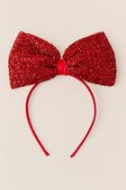 Francesca's Zita Glitter Bow Headband - Red