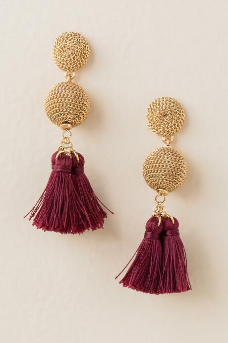 Francesca Inchess Allison Bauble Tassel Earrings In Wine - Burgundy