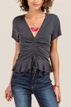 Francesca Inchess Thelma Singed Front Knot Top - Black