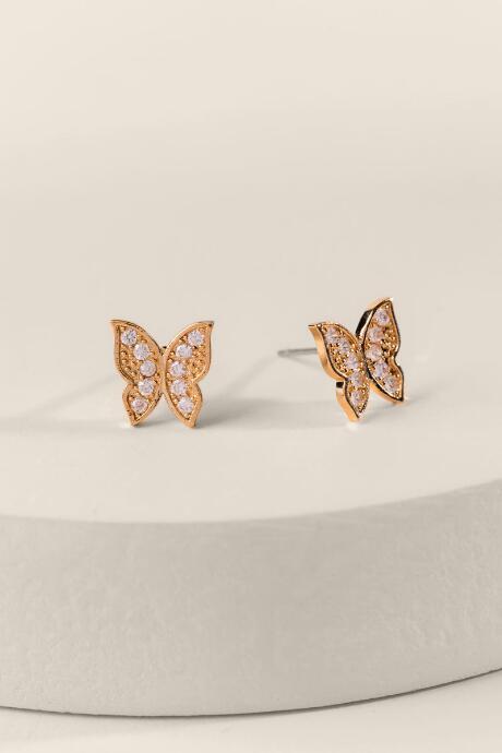 Francesca Inchess Emily Cz Butterfly Stud Earrings - Crystal