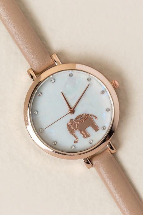 Francesca's Heidi Mini Elephant Watch - Nude