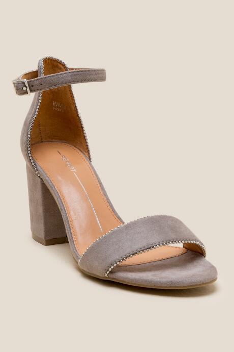 Report Pretti Beaded Trim Block Heel - Gray