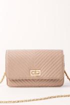 Francesca's Mimi Crossbody Taupe Quilted Handbag - Taupe