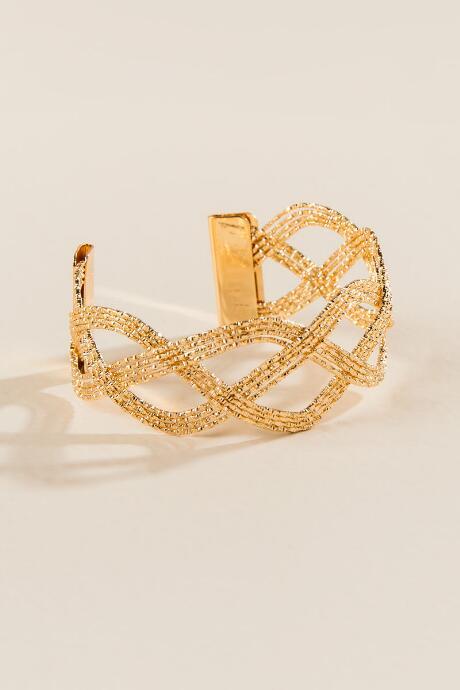 Francesca's Lainey Braided Metal Cuff - Gold