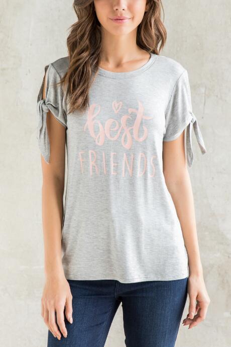 Francesca's Best Friends Graphic Tee - Heather Gray