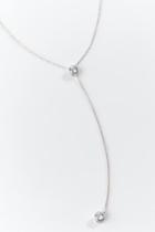 Francesca's Jasmine Round Cz Y Necklace - Silver