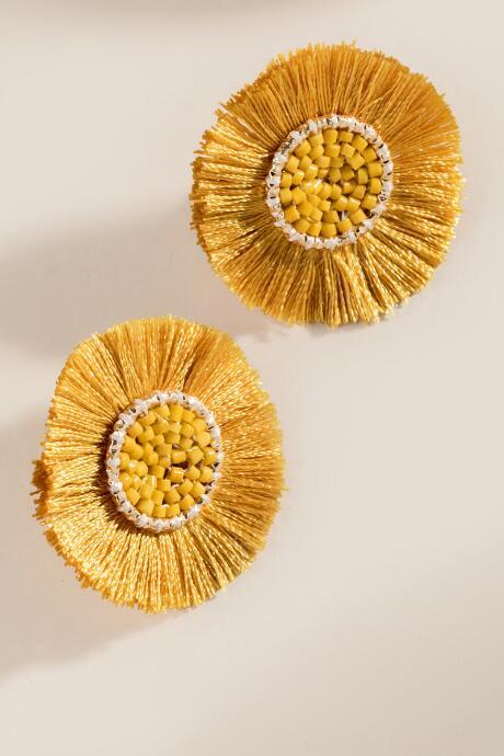 Francesca's Jenn Tassel Fan Studs - Marigold