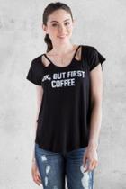 Francesca's But First Coffee Graphic Tee - Black