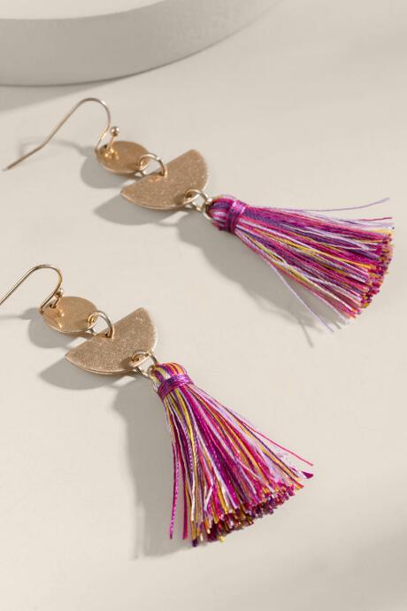Francesca's Kate Linear Tassel Earrings - Taupe