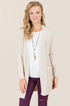 Blue Rain Talia Ribbed Elbow Patch Sweater Wrap - Taupe