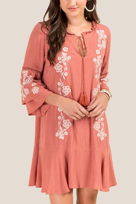 Francesca Inchess Edith Floral Shift Dress - Rose