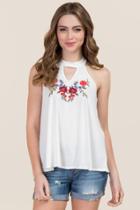 Alya Raina Gigi Floral Embroidered Tank - White