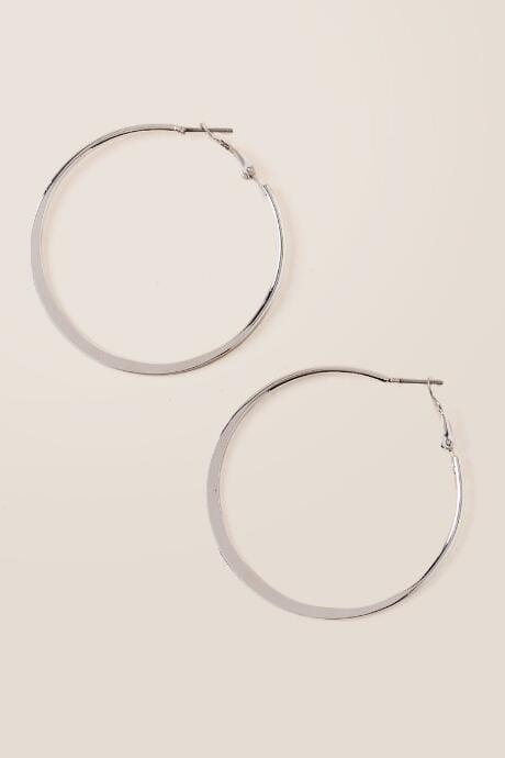 Francesca's Carla Flat Hoop Earring - Silver