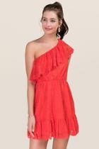 Francesca's Theodosia Ruffle A-line Dress - Red