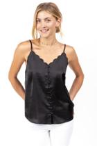 Francesca's Santana Scallop Trim Tank Top - Black