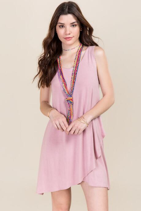 Francesca's Hali Ruffle Bottom Shift Dress - Mauve