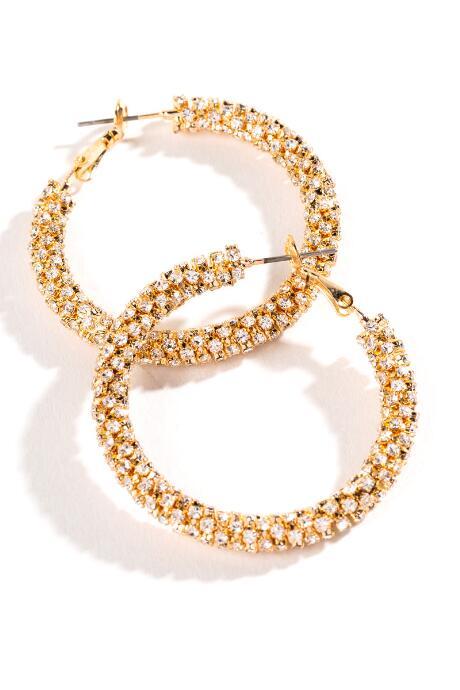 Francesca's Selene Crystal Wrapped Hoops - Crystal