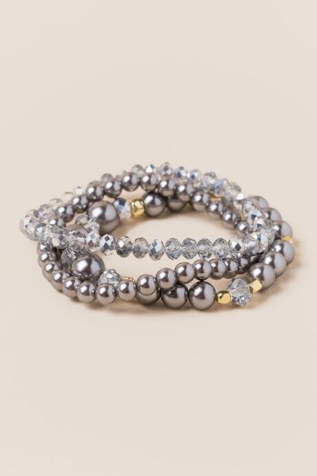 Francesca's Mira Stretch Bracelet Set - Gray