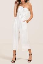 Francesca's Alia Pinstripe Culotte Jumpsuit - White