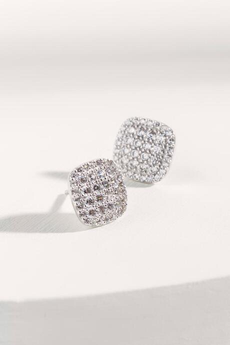 Francesca's Millie White Crystal Earrings - Crystal