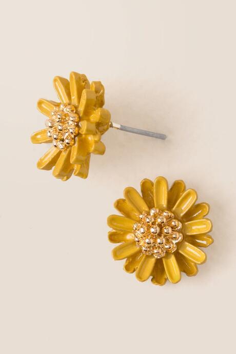 Francesca's Alison Flower Stud Earring In Yellow - Yellow