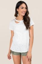 Alya Eadie Single Cut Out Distressed Knit Tee - White