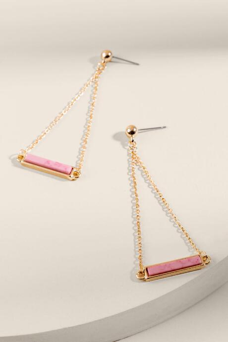 Francesca's Vivi Bar Drop Earrings - Pale Pink
