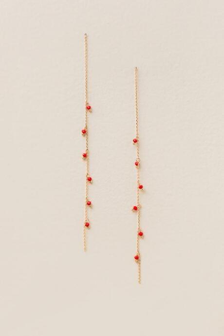 Francesca's Rainey Bead Chain Linear Drop Earring - Red