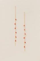 Francesca's Rainey Bead Chain Linear Drop Earring - Red