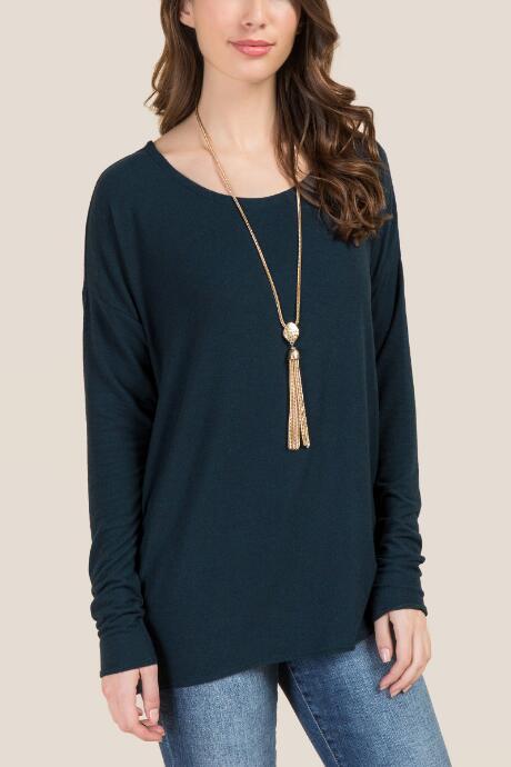 Francesca's Sabine Basic Dolman Jersey Top - Peacock