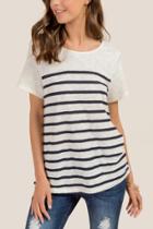 Francesca Inchess Reese Bow Back Linen Striped Tee - Navy