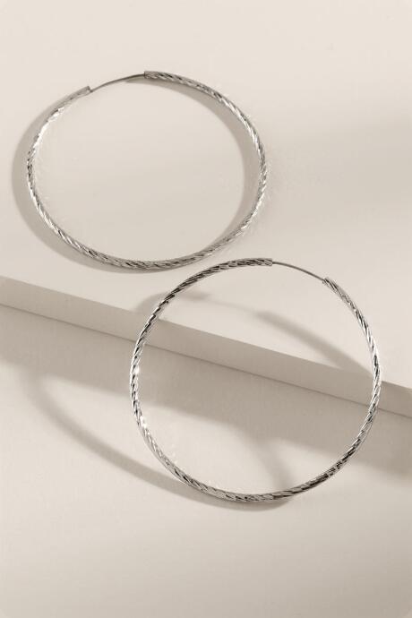 Francesca's Cheyenne Twist Hoop Earrings - Silver
