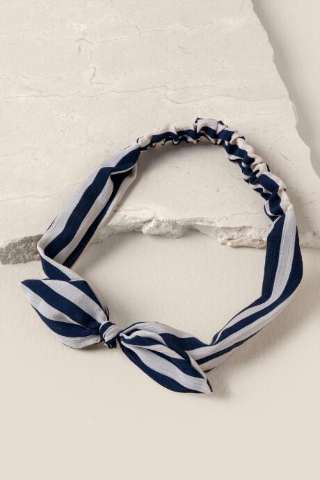 Francesca Inchess Michelle Navy Stripe Bow Headwrap - Navy